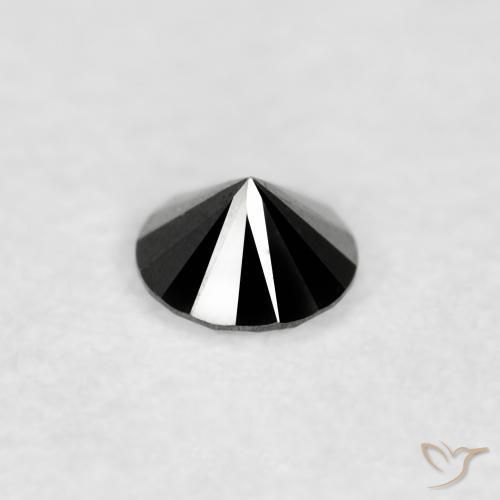 Diamante Negro natural de 0.07 ct, Redondo, Opaco