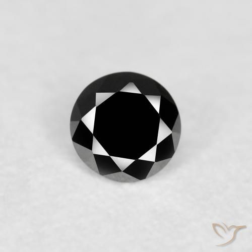 0.07ct Natural Negro Diamante, Redondo, Opaco