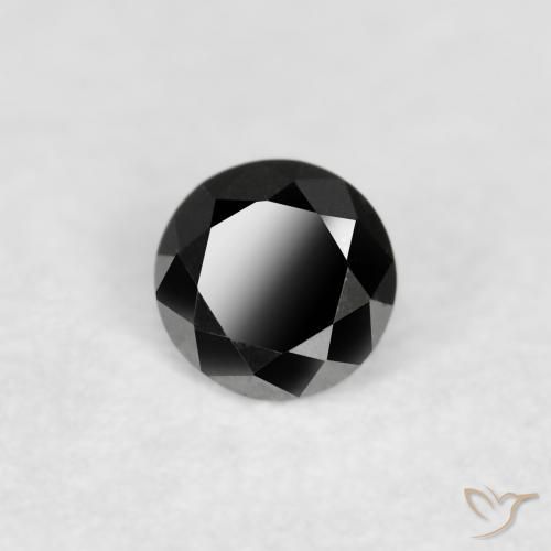 Diamante Negro natural de 0.07 ct, Redondo, Opaco
