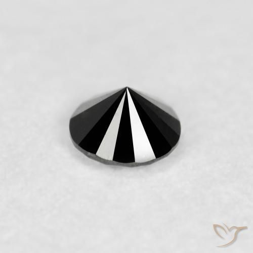 Diamante Negro natural de 0.07 ct, Redondo, Opaco
