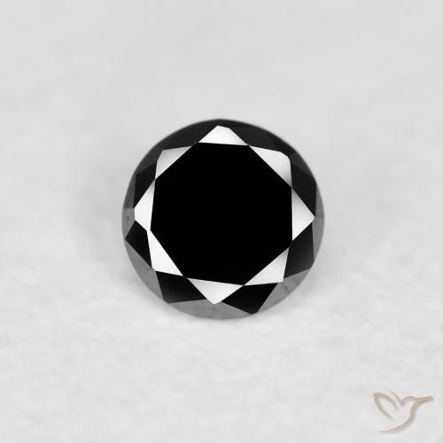 0.08ct Natural Negro Diamante, Redondo, Opaco