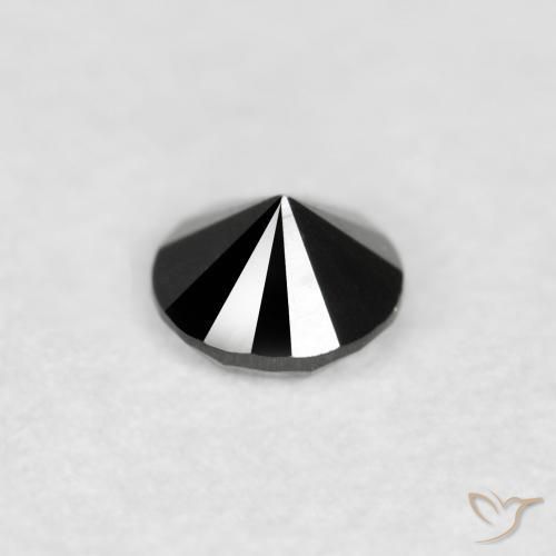 Diamante Negro natural de 0.08 ct, Redondo, Opaco