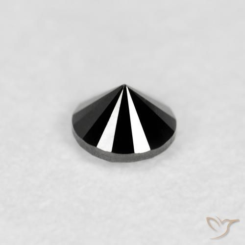 Diamante Negro natural de 0.09 ct, Redondo, Opaco