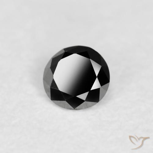 Diamante Negro natural de 0.08 ct, Redondo, Opaco