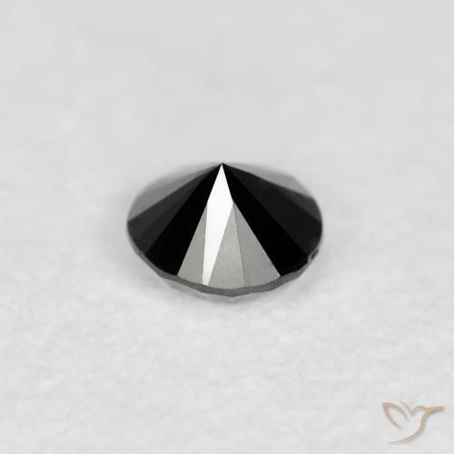 Diamante Negro natural de 0.08 ct, Redondo, Opaco