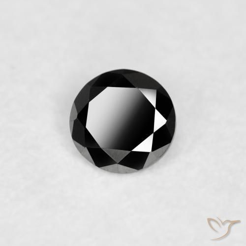 Diamante Negro natural de 0.06 ct, Redondo, Opaco