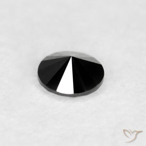 Diamante Negro natural de 0.06 ct, Redondo, Opaco