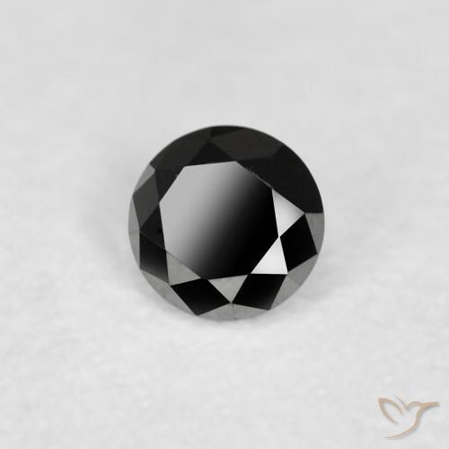 Diamante Negro natural de 0.11 ct, Redondo, Opaco