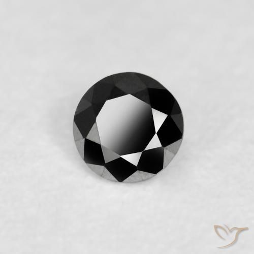Diamante Negro natural de 0.09 ct, Redondo, Opaco