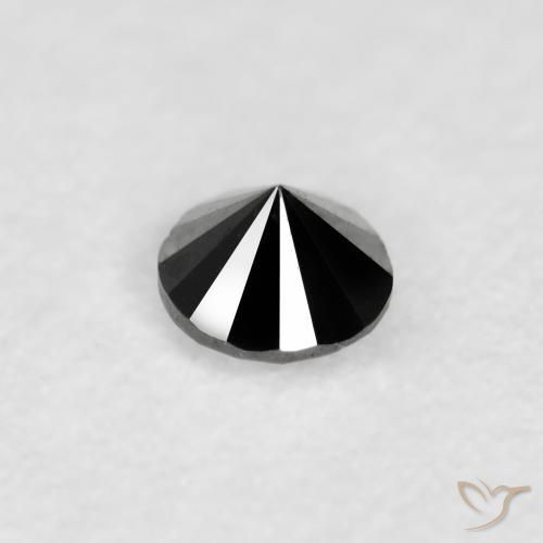 Diamante Negro natural de 0.09 ct, Redondo, Opaco