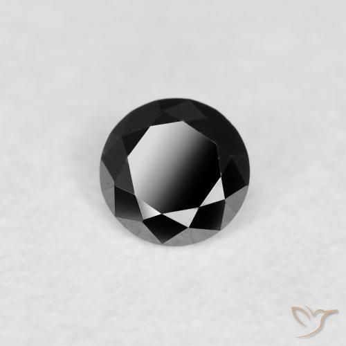 Diamante Negro natural de 0.06 ct, Redondo, Opaco