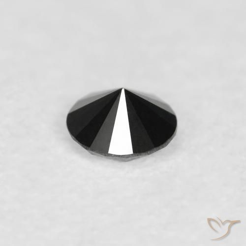 Diamante Negro natural de 0.06 ct, Redondo, Opaco