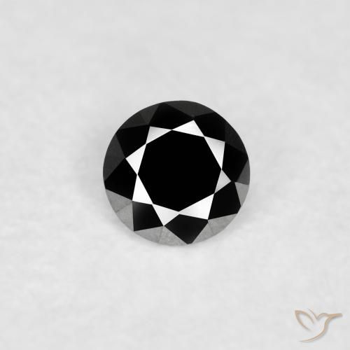 0.07ct Natural Negro Diamante, Redondo, Opaco