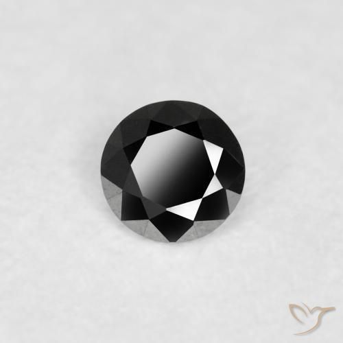 Diamante Negro natural de 0.07 ct, Redondo, Opaco