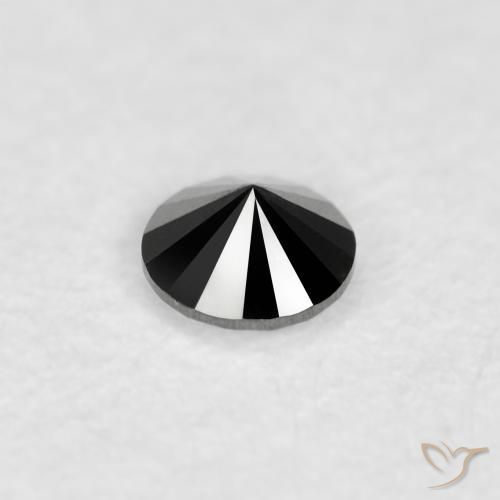 Diamante Negro natural de 0.07 ct, Redondo, Opaco