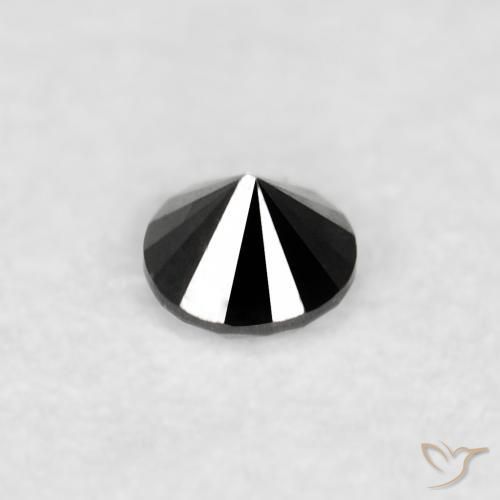 Diamante Negro natural de 0.02 ct, Redondo, Opaco