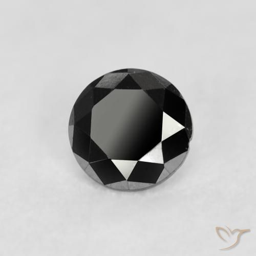 Diamante Negro natural de 0.09 ct, Redondo, Opaco