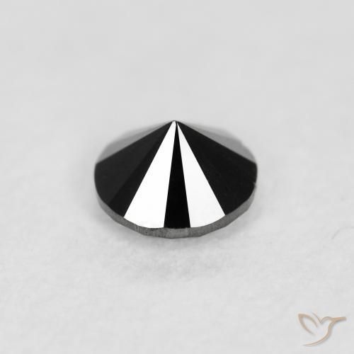 Diamante Negro natural de 0.09 ct, Redondo, Opaco