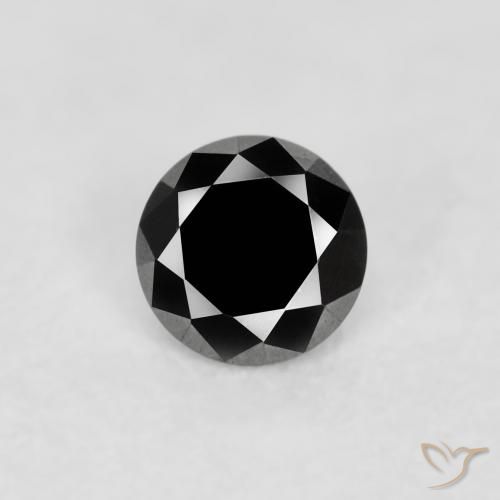 0.07ct Natural Negro Diamante, Redondo, Opaco