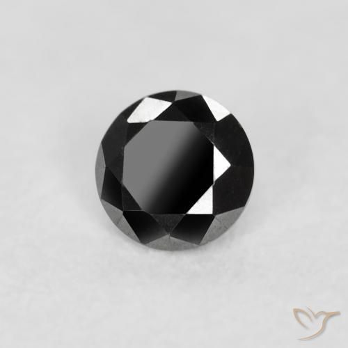 Diamante Negro natural de 0.07 ct, Redondo, Opaco
