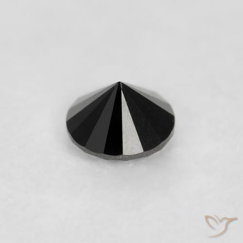 Diamante Negro natural de 0.07 ct, Redondo, Opaco