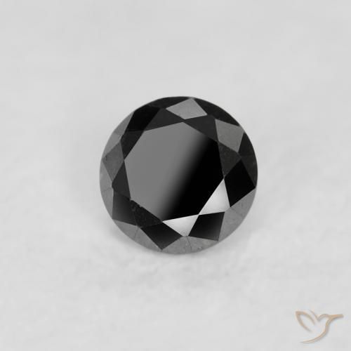 Diamante Negro natural de 0.04 ct, Redondo, Opaco