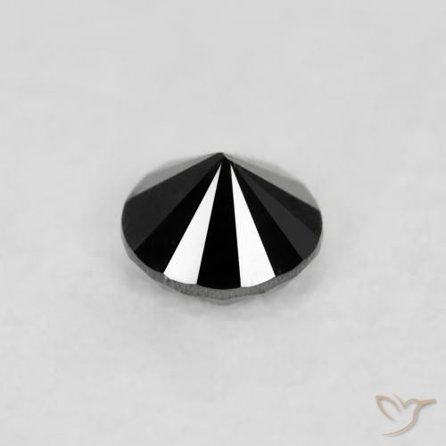 Diamante Negro natural de 0.04 ct, Redondo, Opaco