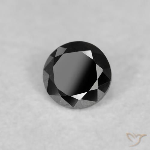 Diamante Negro natural de 0.03 ct, Redondo, Opaco