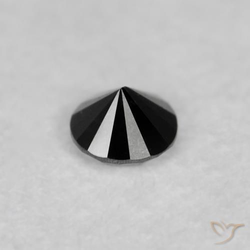 Diamante Negro natural de 0.03 ct, Redondo, Opaco