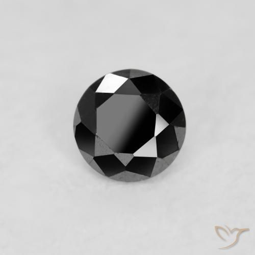 Diamante Negro natural de 0.03 ct, Redondo, Opaco