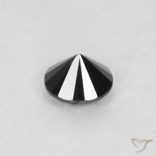 Diamante Negro natural de 0.03 ct, Redondo, Opaco