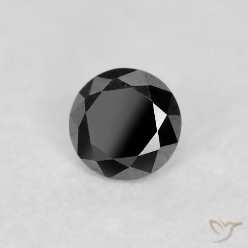 Diamante Negro natural de 0.04 ct, Redondo, Opaco