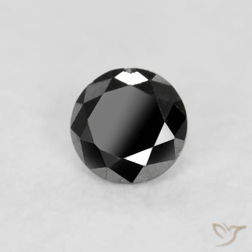 Diamante Negro natural de 0.04 ct, Redondo, Opaco
