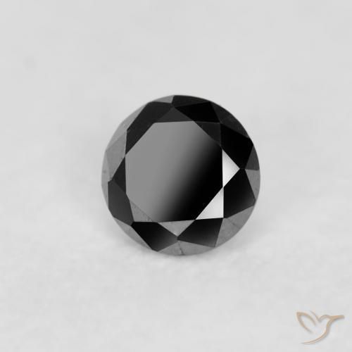 Diamante Negro natural de 0.05 ct, Redondo, Opaco