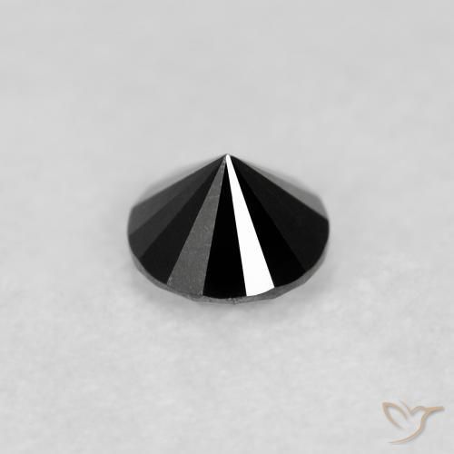 Diamante Negro natural de 0.12 ct, Redondo, Opaco