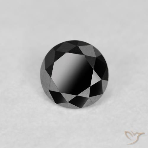 Diamante Negro natural de 0.12 ct, Redondo, Opaco