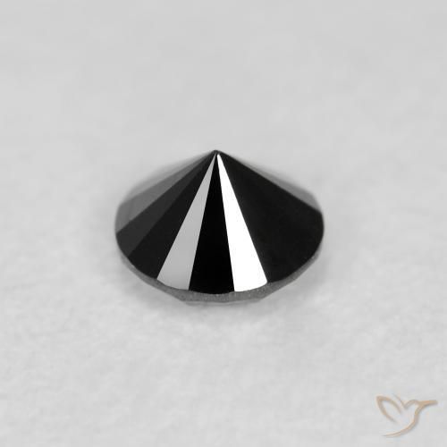 Diamante Negro natural de 0.12 ct, Redondo, Opaco