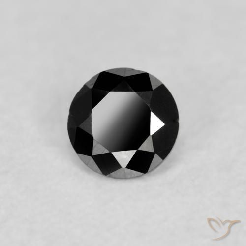 Diamante Negro natural de 0.07 ct, Redondo, Opaco