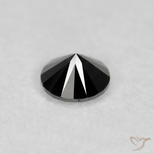 Diamante Negro natural de 0.07 ct, Redondo, Opaco