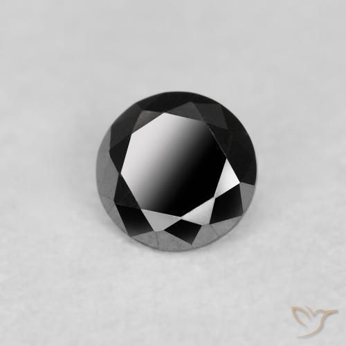 Diamante Negro natural de 0.12 ct, Redondo, Opaco