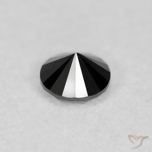 Diamante Negro natural de 0.12 ct, Redondo, Opaco