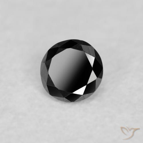 Diamante Negro natural de 0.05 ct, Redondo, Opaco