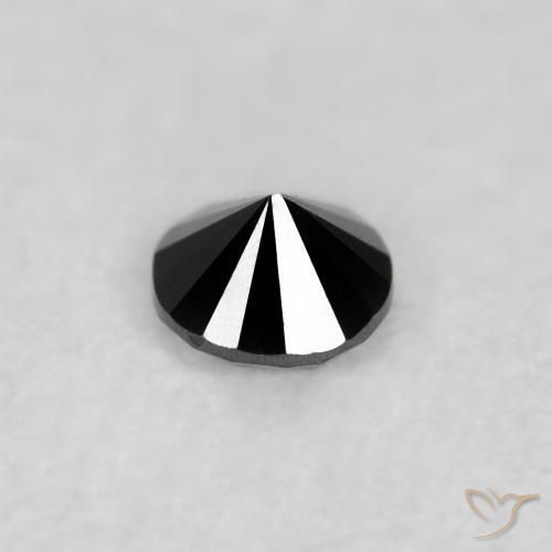 Diamante Negro natural de 0.05 ct, Redondo, Opaco