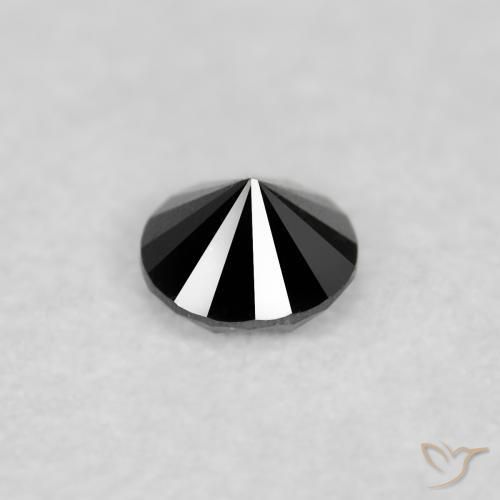 Diamante Negro natural de 0.04 ct, Redondo, Opaco