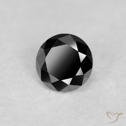 Diamante Negro natural de 0.06 ct, Redondo, Opaco