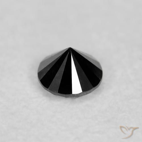 Diamante Negro natural de 0.06 ct, Redondo, Opaco