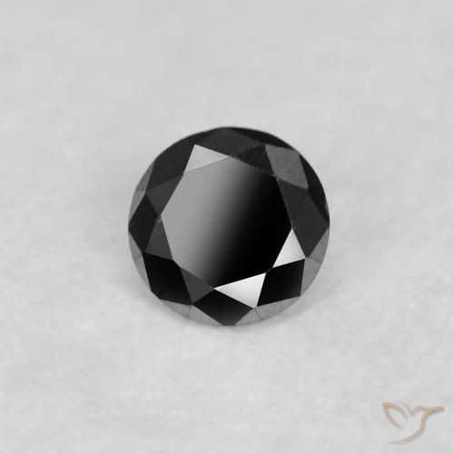 Diamante Negro natural de 0.04 ct, Redondo, Opaco