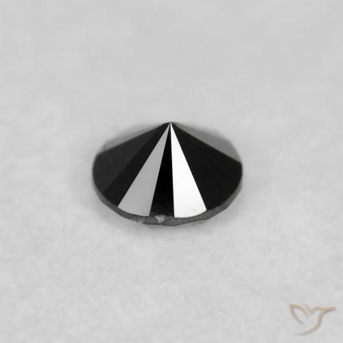 Diamante Negro natural de 0.04 ct, Redondo, Opaco