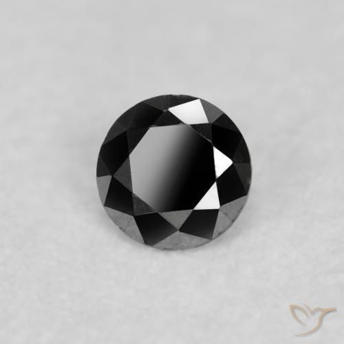 Diamante Negro natural de 0.05 ct, Redondo, Opaco