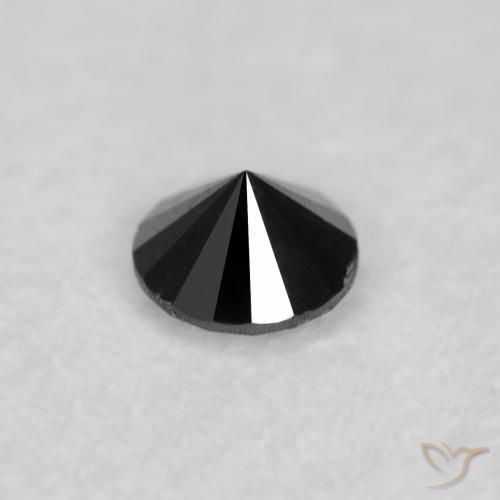 Diamante Negro natural de 0.05 ct, Redondo, Opaco